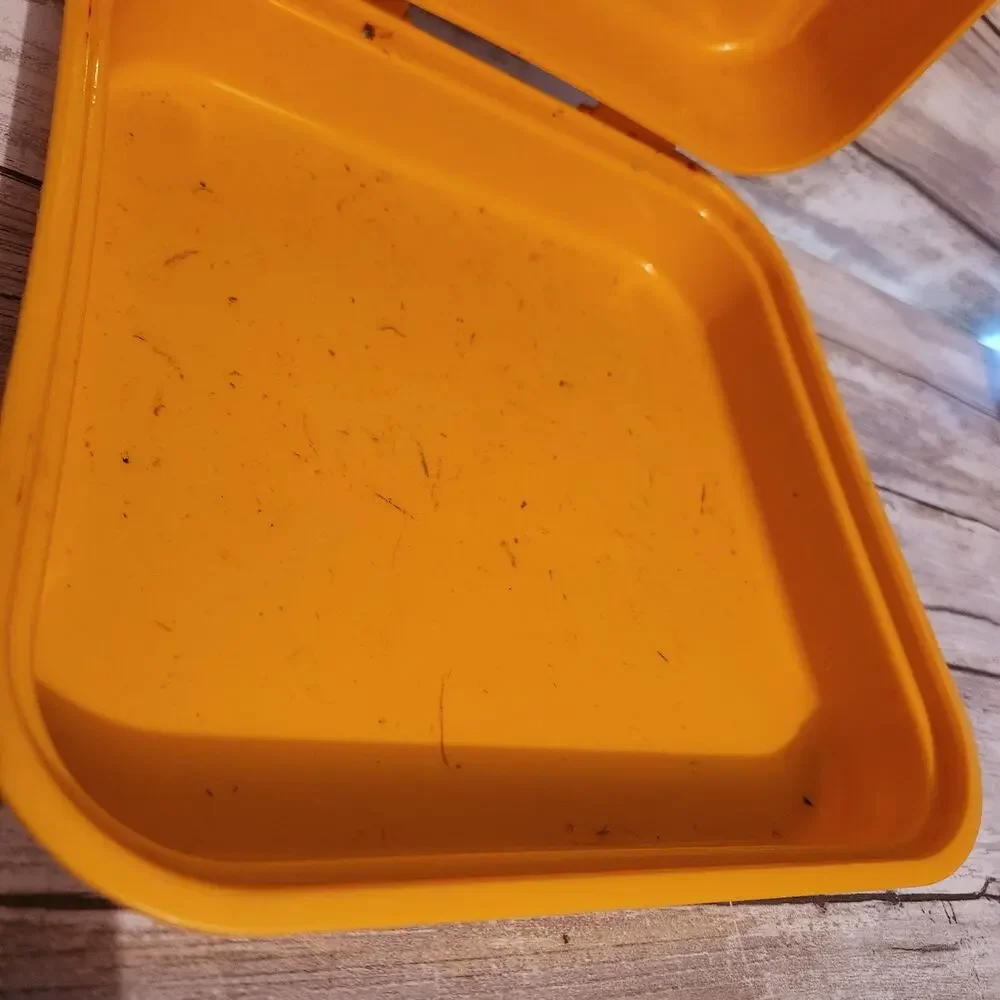Vintage Tupperware Yellow Alphabet ABCs Stencil Case Lunch Box Storage Container